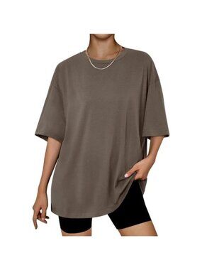 Womens Oversized Summer T Shirts Business Casual Dressy Shorts Brown